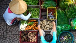 Xl Vietnam Vegetable Market Street Vendor