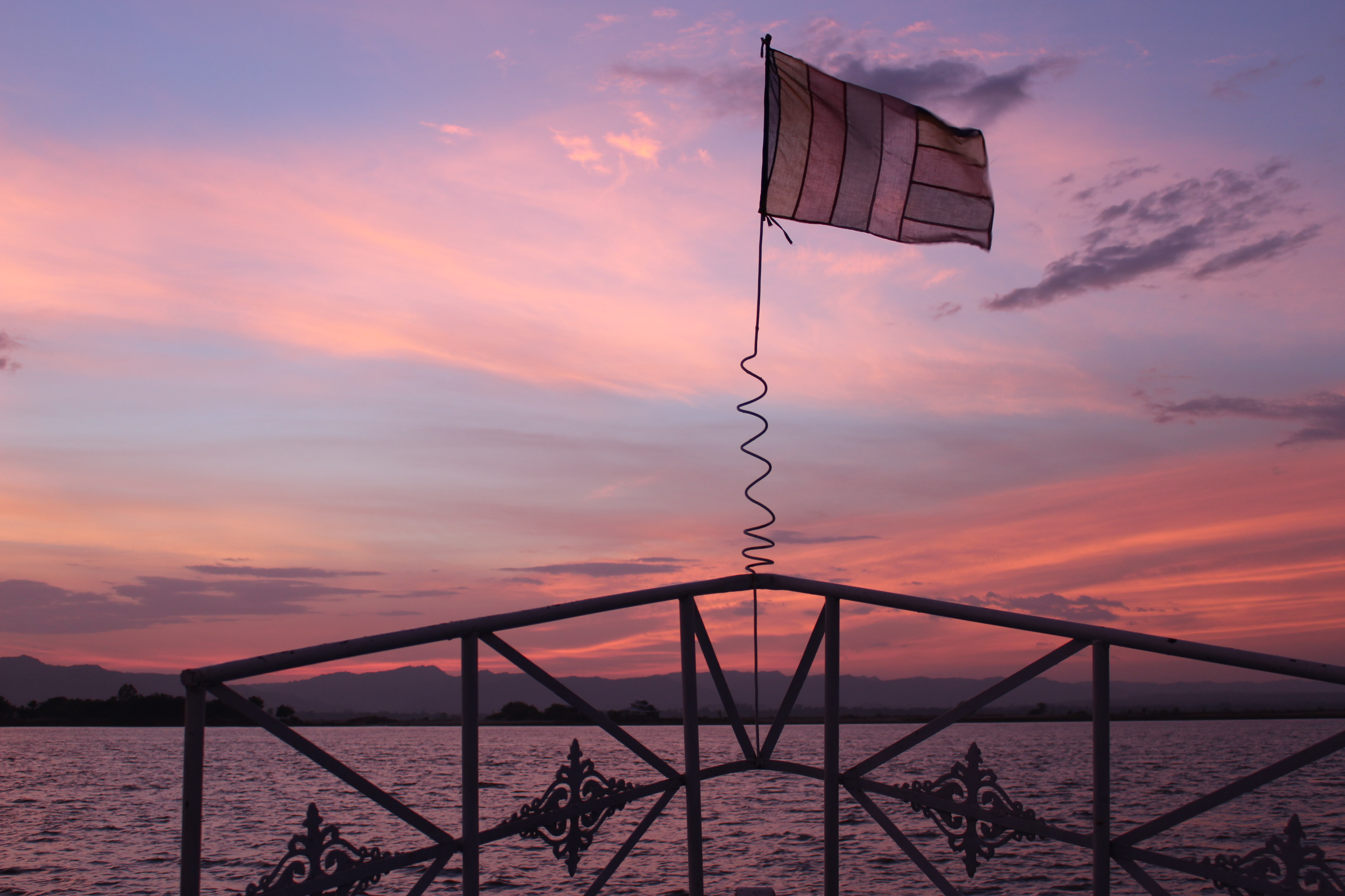 Xl Burma Bagan Sunset Cruise Ayeyarwady River Ship Front Sunset