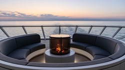 Xl Cruise Silversea Nova Ray PANORAMA LOUNGE Fireplace Sunset