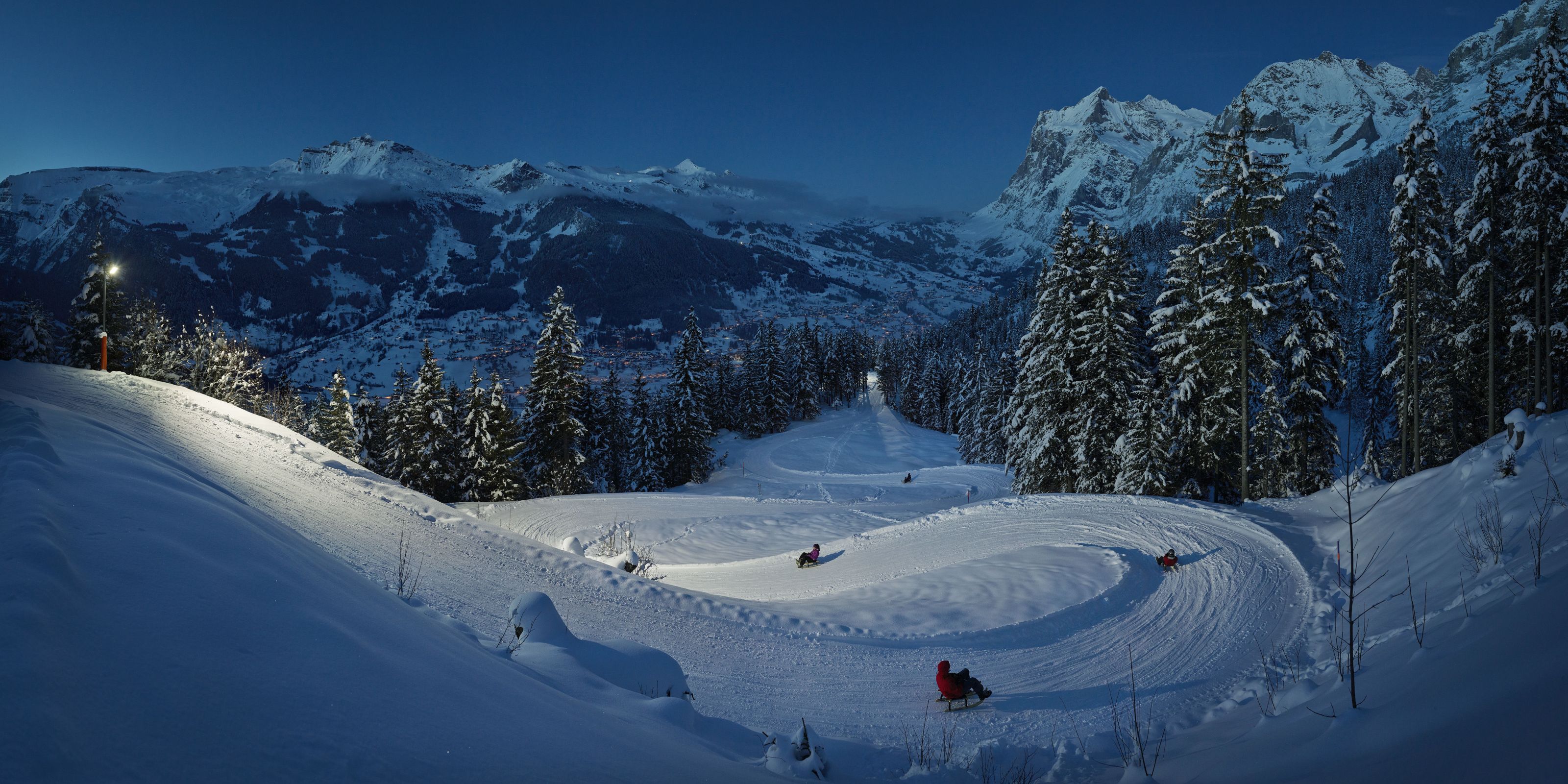 Mini Switzerland Grindelwald Sleigh Night Panorama