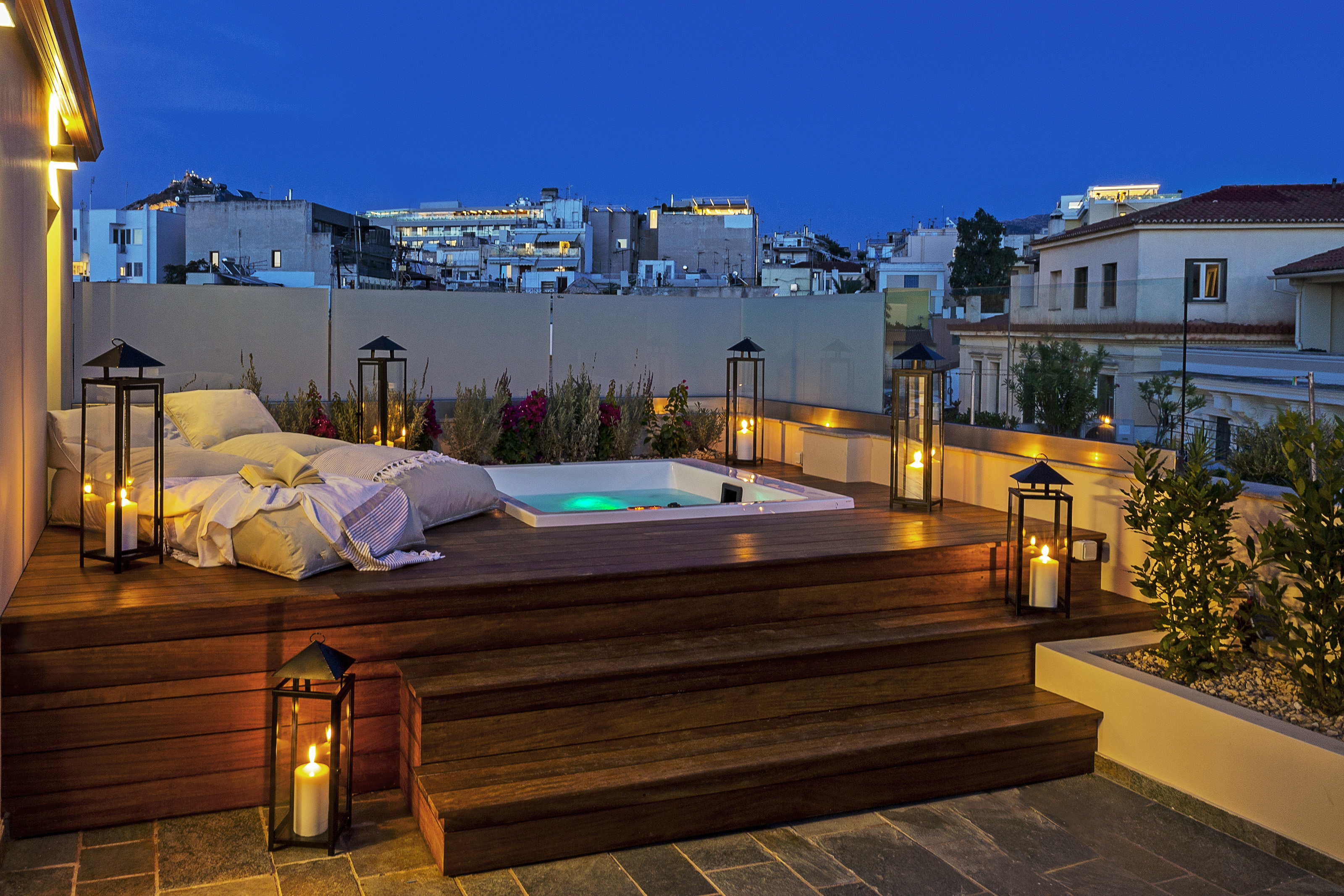 Xl Greece Athens A77 Suites Iconic Suite Acropolis View Jacuzzi Evening