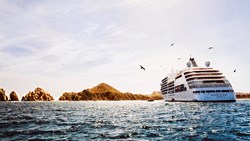 XL Silver Spirit Ship At Sea With Rocks