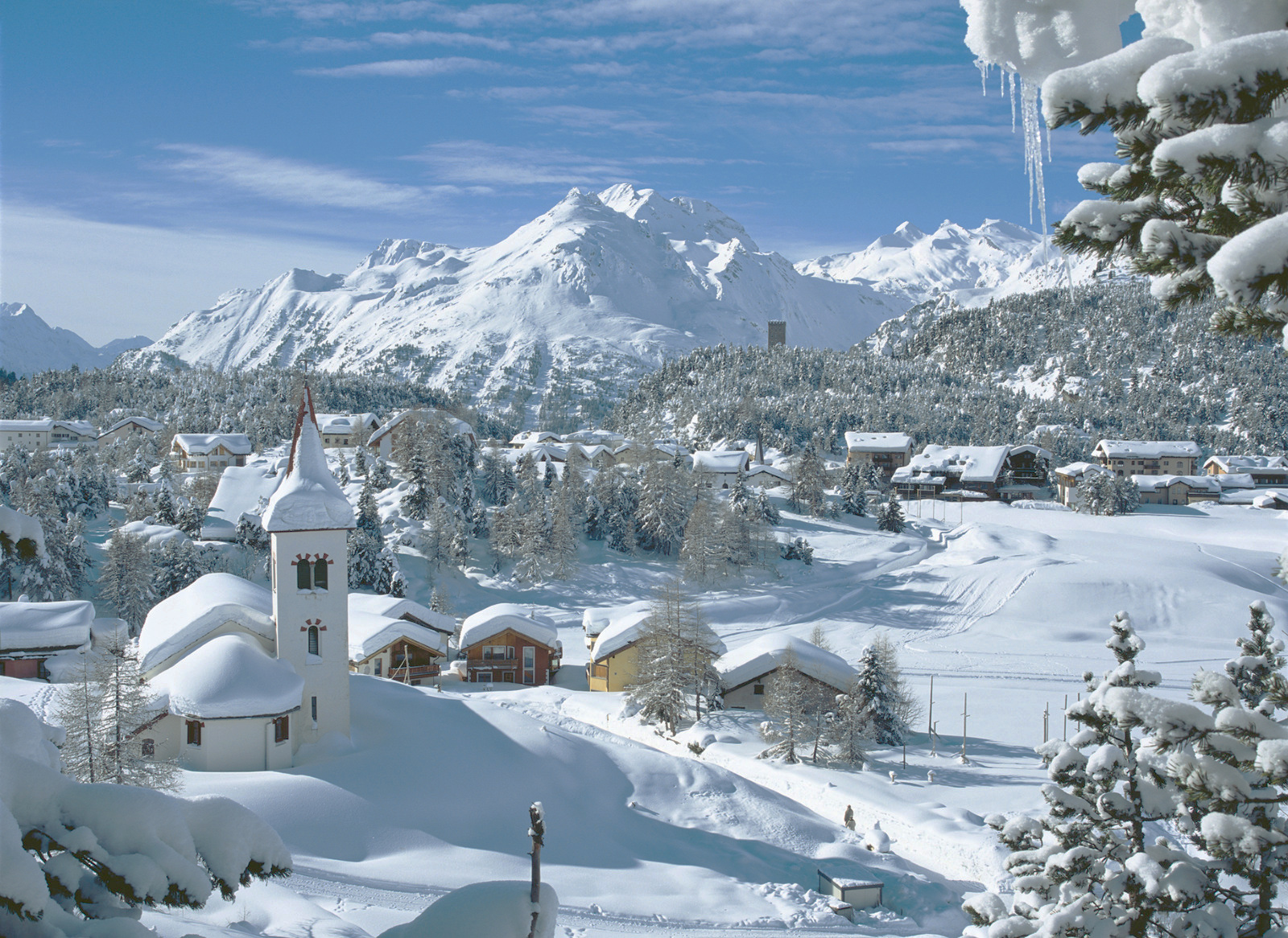 Xl Switzerland St Moritz Winter Snow Town