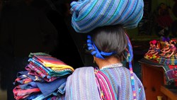 XL Mexico Mayan Woman Selling Fabric At Market Culture