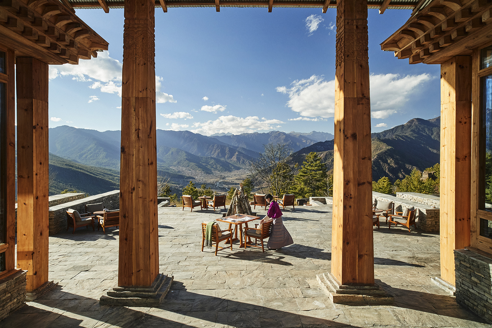 Xl Bhutan Six Senses Paro Main Building Terrace Setup