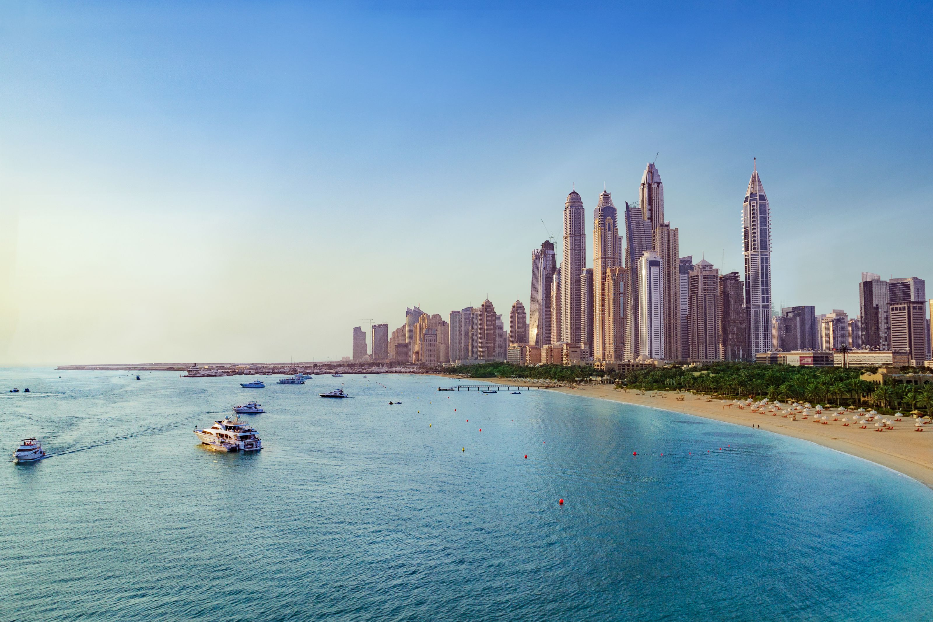 Xl Dubai Beach And Skyline Of Dubai Marina
