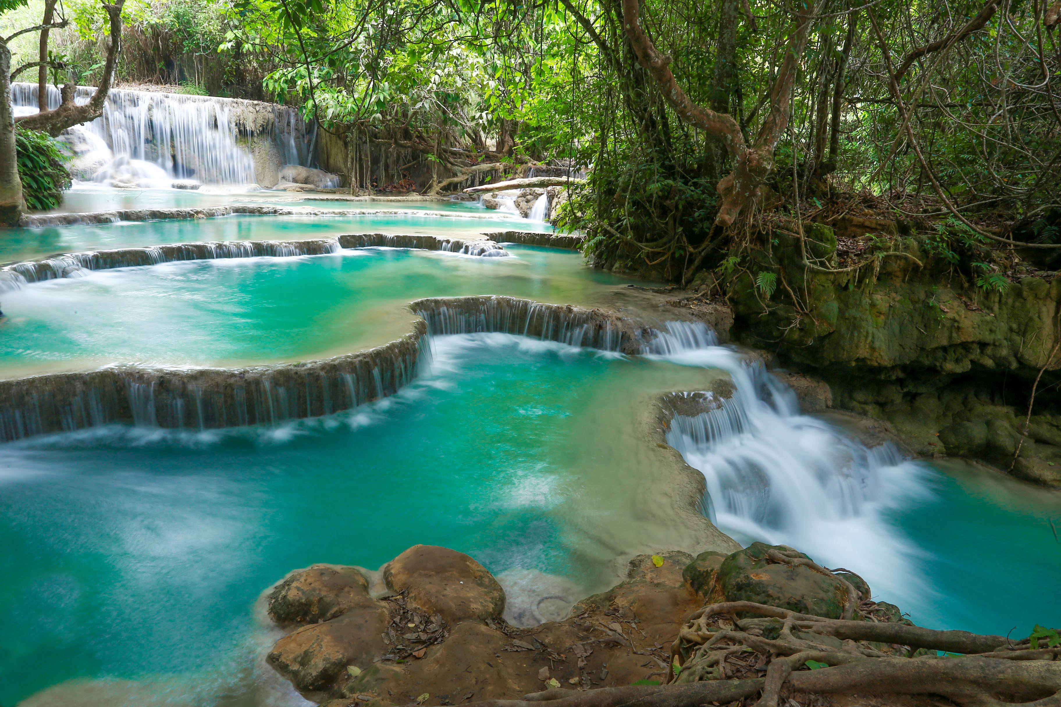 Xl Laos Luang Prabang Kuang Si Waterfall Blue Pools