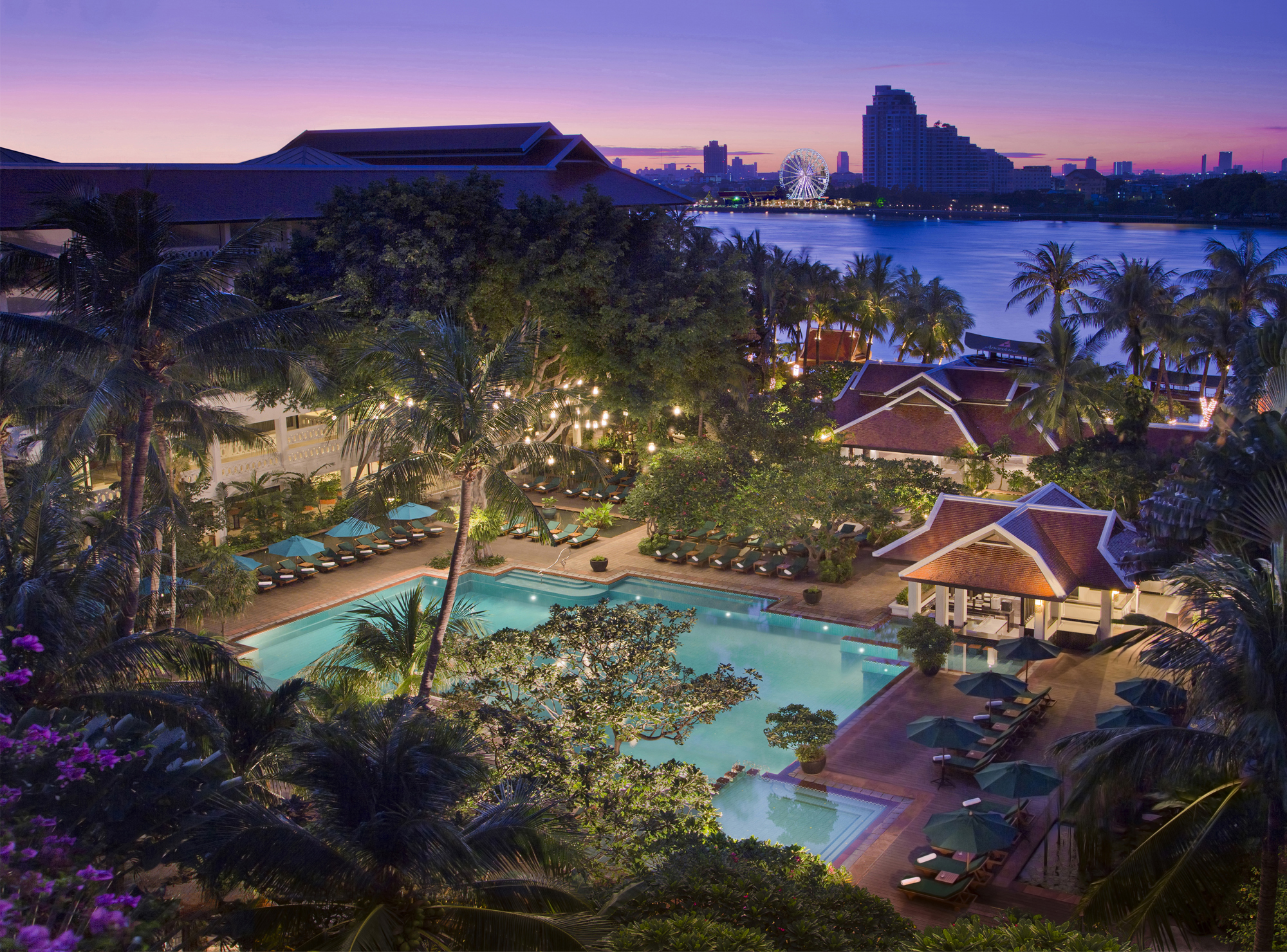 Xl Thailand Anantara Riverside Bangkok Resort Pool Evening