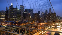 XL New York City Skyline Brooklyn Bridge Night USA