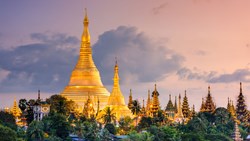 Xl Burma Myanmar Yangon Schwedagon Dusk