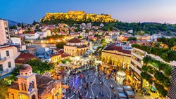 Greece Athens Monastiraki Square Akropolis