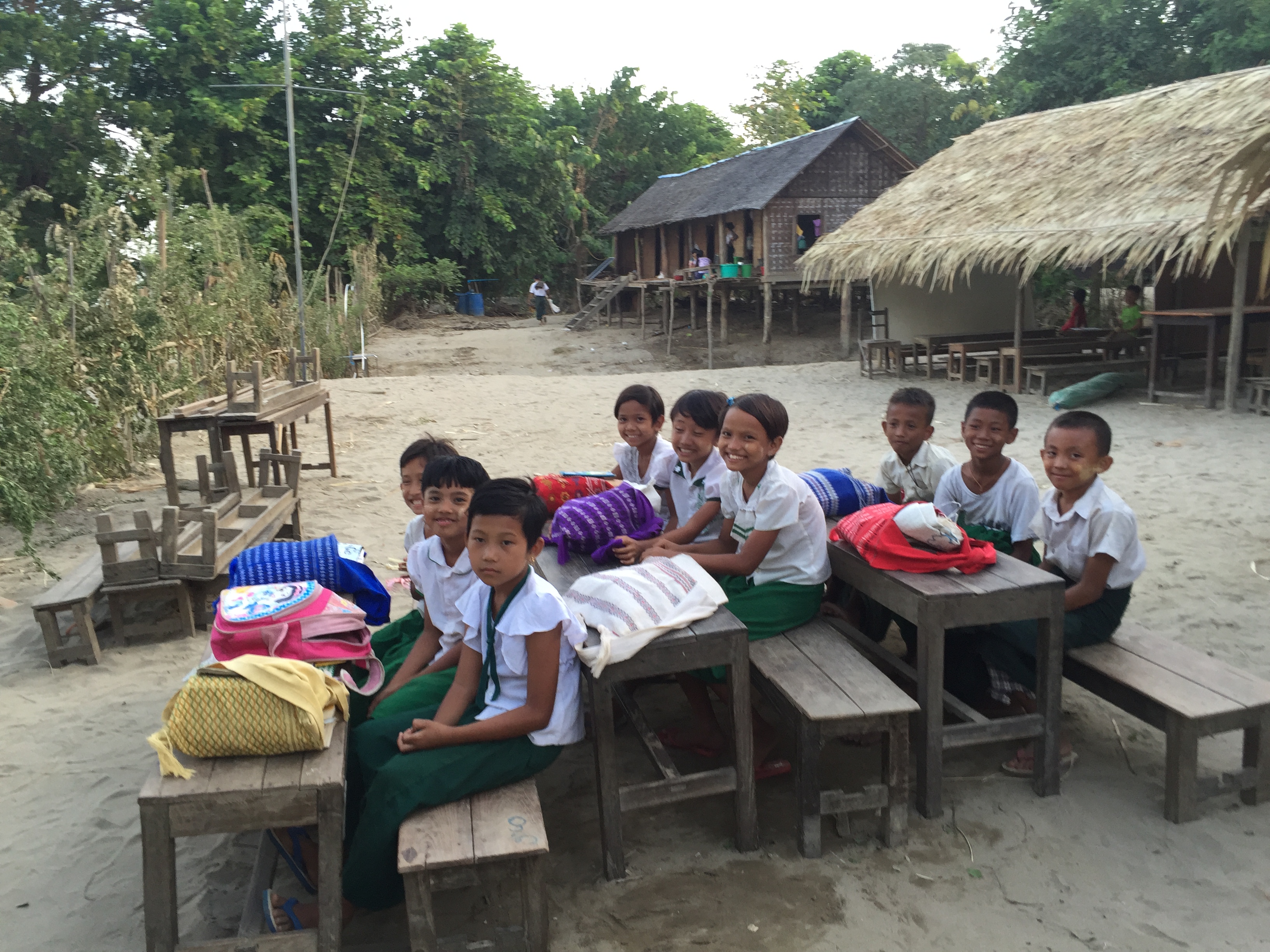 Xl Burma Bagan Countryside Village School Children