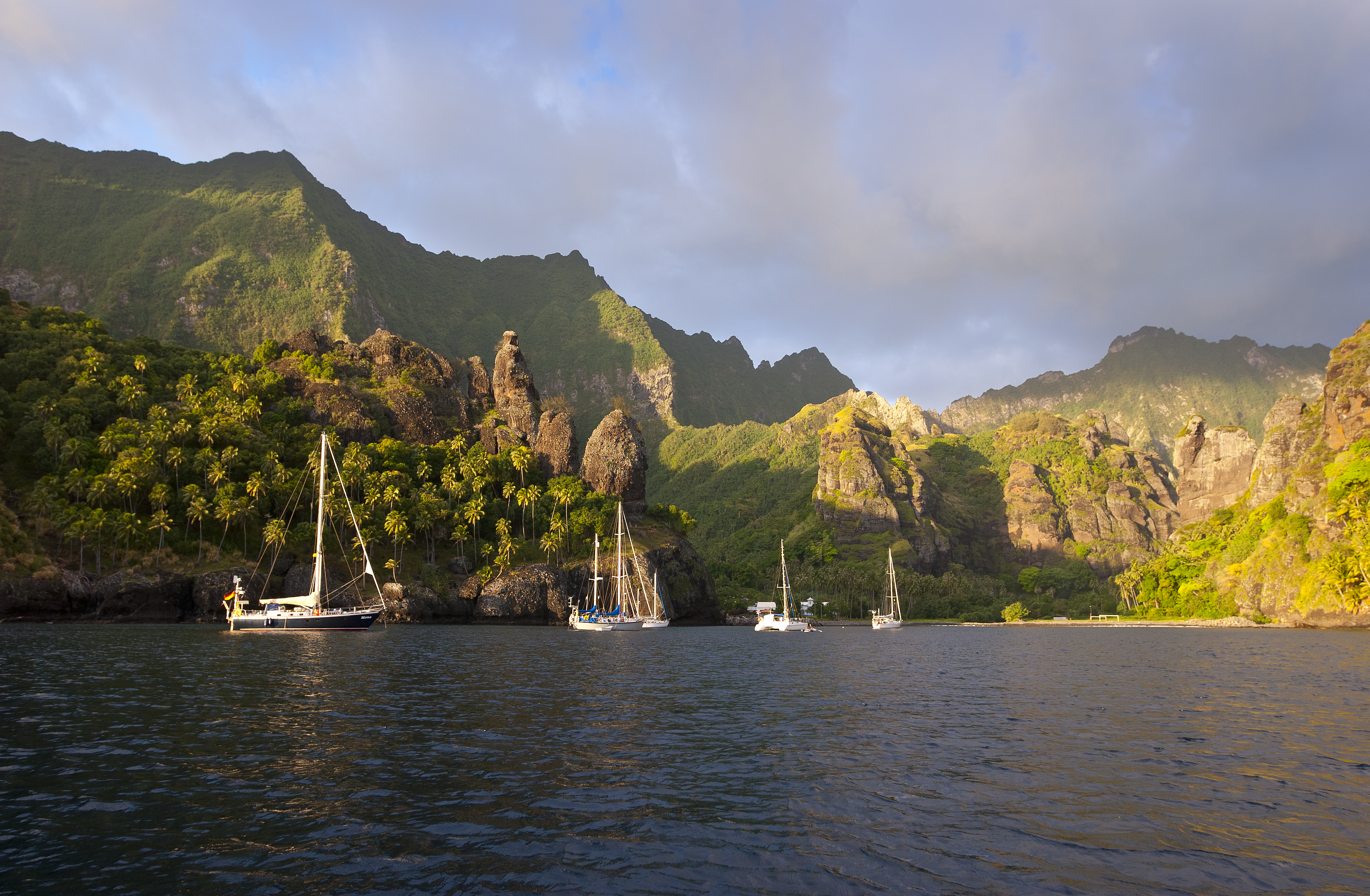 Xl French Polynesia Marquesas Islands Boats Mountains Nature