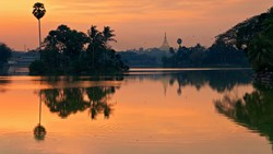 Xl Burma Yangon Shwedagon Paya Temple Sunset Myanmar