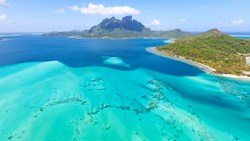 XL French Polynesia Bora Bora Mount Otemanu View From Helicopter Sea Colours