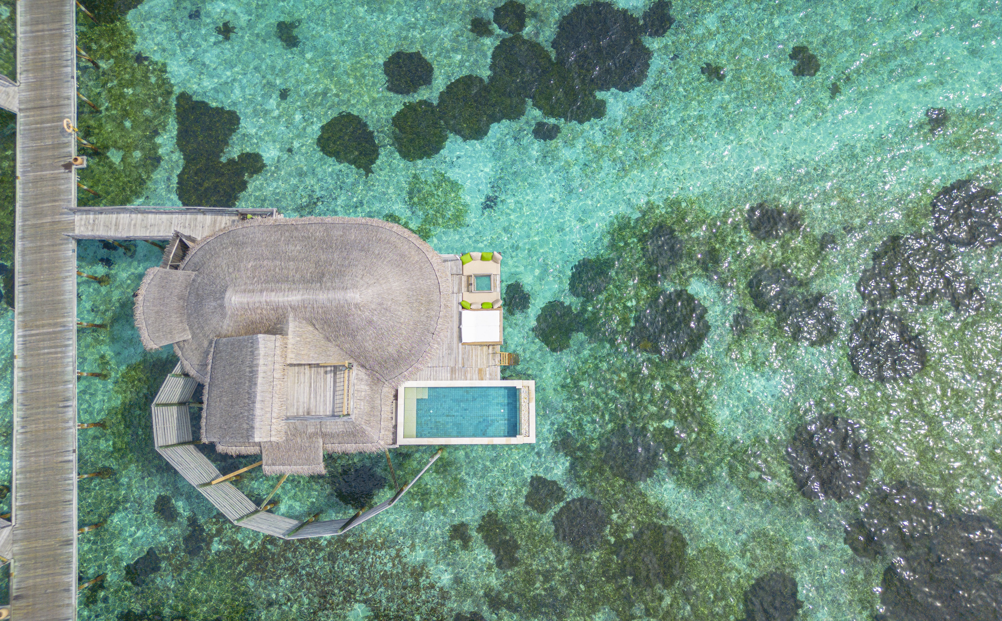 XL Maldives Six Senses Laamu Water Villa With Pool Aerial