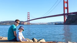 USA Califonia San Francisco Golden Gate Bridge Kid Father