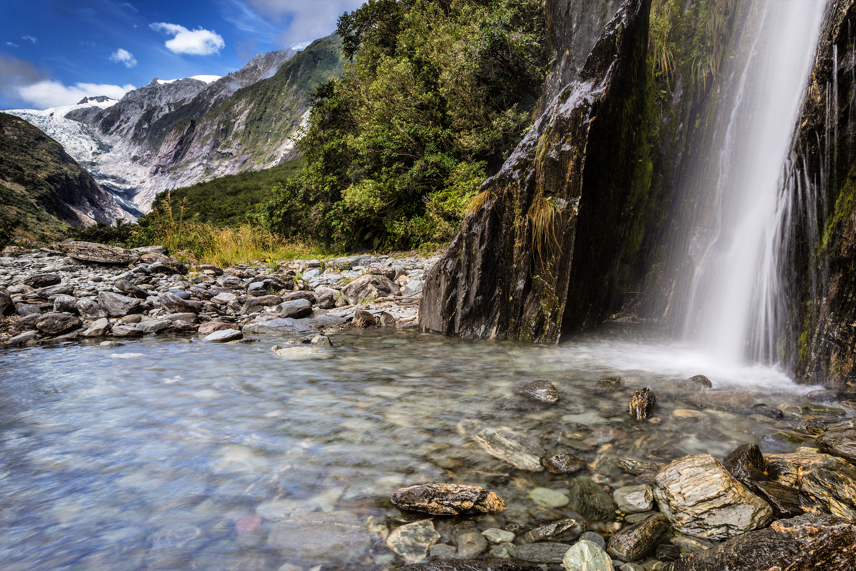 Xl New Zealand Franz Josef Glacier Valley Waterfall