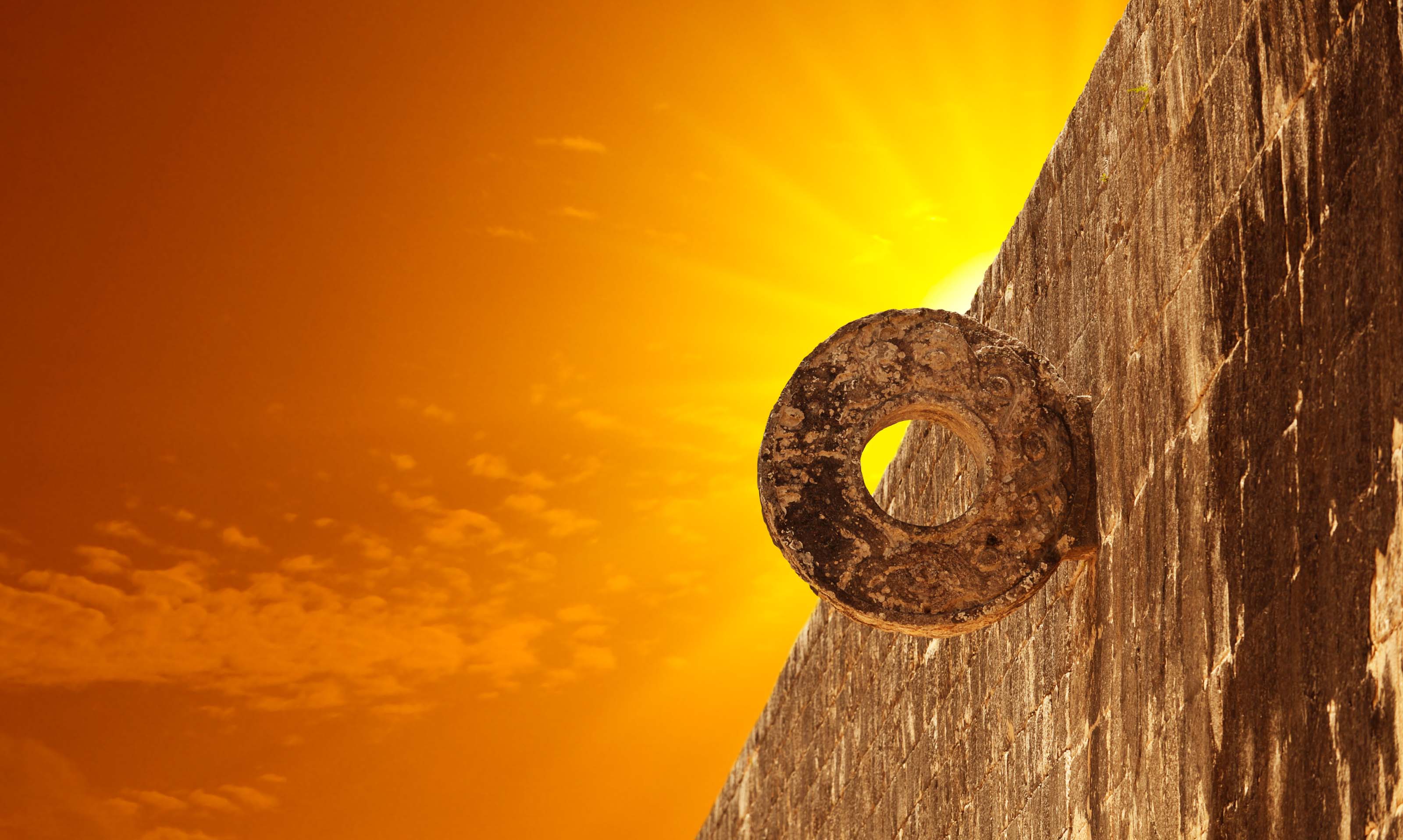 XL Mexico Yucatan Chichen Itza Stone Mayan Hoop Sunset Wall