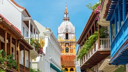 XL Colombia Cartagena View Of Balconies Leading To The Stunning Cathedral