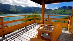 XL French Polynesia Nuku Hiva Keikahanui Pearl Lodge Bungalow Terrace View Nature