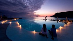 Xl Italy Vulcano Hotel Therasia Resort Pool Candles Couple Sunset