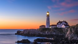 XL New England Usa Maine Portland Cape Elizabeth Lighthouse.