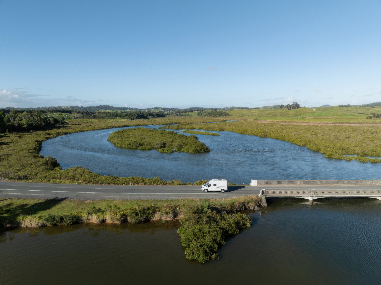 Small New Zealand Motorhome Britz Aerial Waipu1
