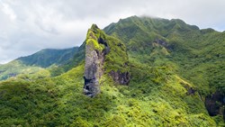 Xl French Polynesia Raiatea Cliff Shaped Like A Giant Tiki Head