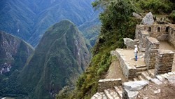XL Peru Machu Picchu Ancient Ruins Man Looking At View People