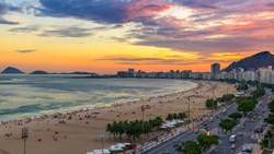 Xl Brazil Rio De Janeiro Copacabana Beach And Avenida Atlantica Sunset