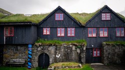 XL Faeroe Islands Streymoy Kirkjubour Wooden Houses