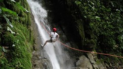 XL Costa Rica Woman Scaling Challenging And Dangerous Falls People Waterfall