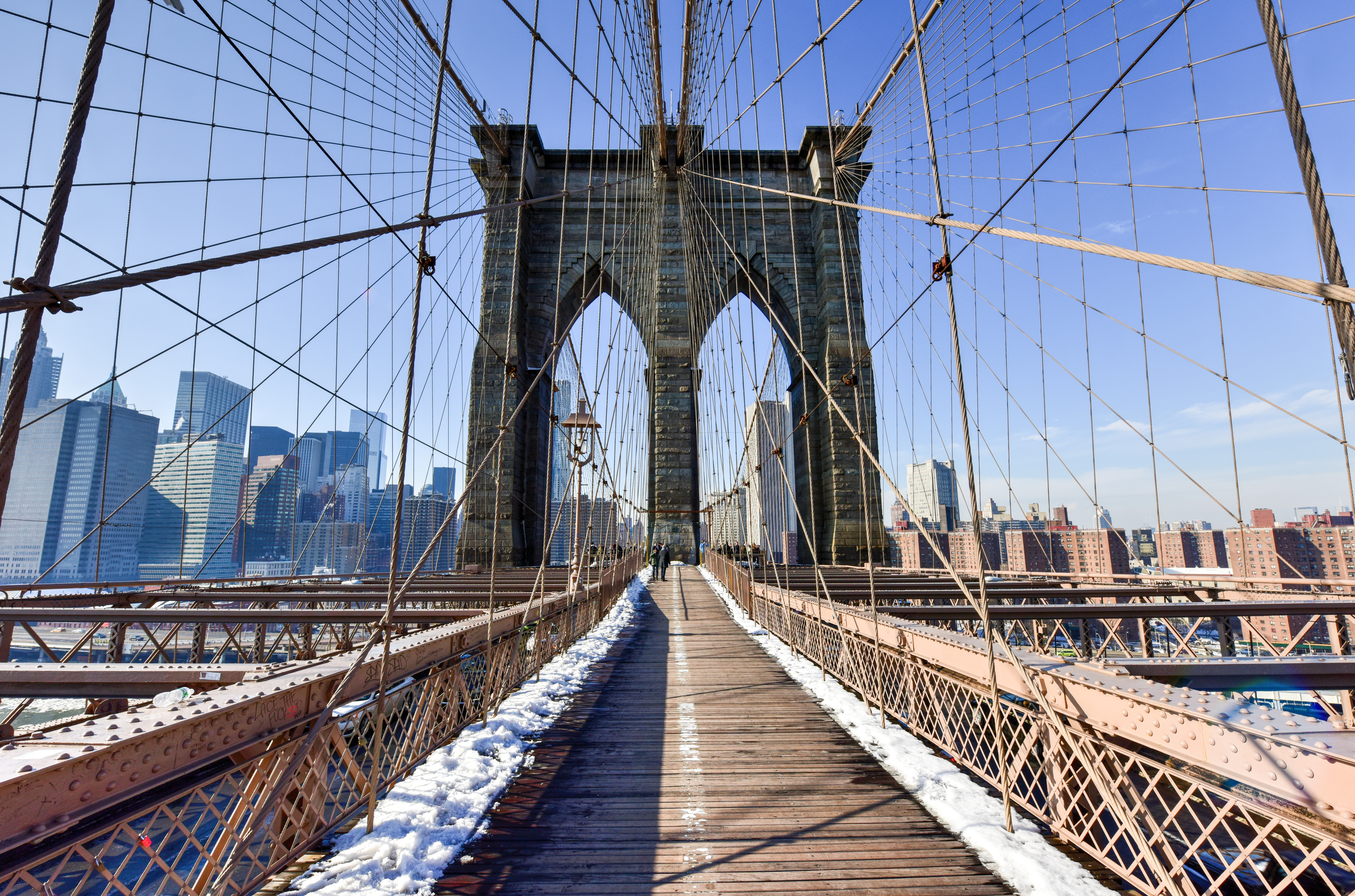 New York City USA Brooklyn Bridge Vinter