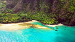 Xl Hawaii Kauai Arial View Coast Beach Blue Water