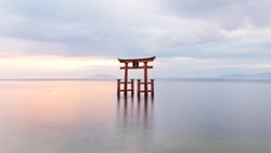 Xl Japan Biwako Lake Otorii Gate Shirahige Shine Sunrise