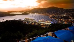 XL Caribbean US Virgin Islands St. Thomas Charlotte Amalie Sunset View Cruiseships Evening