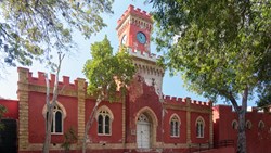 XL Caribbean US Virgin Islands St. Thomas Island Victorian Clock Tower On Fort Christian In Charlotte Amalie